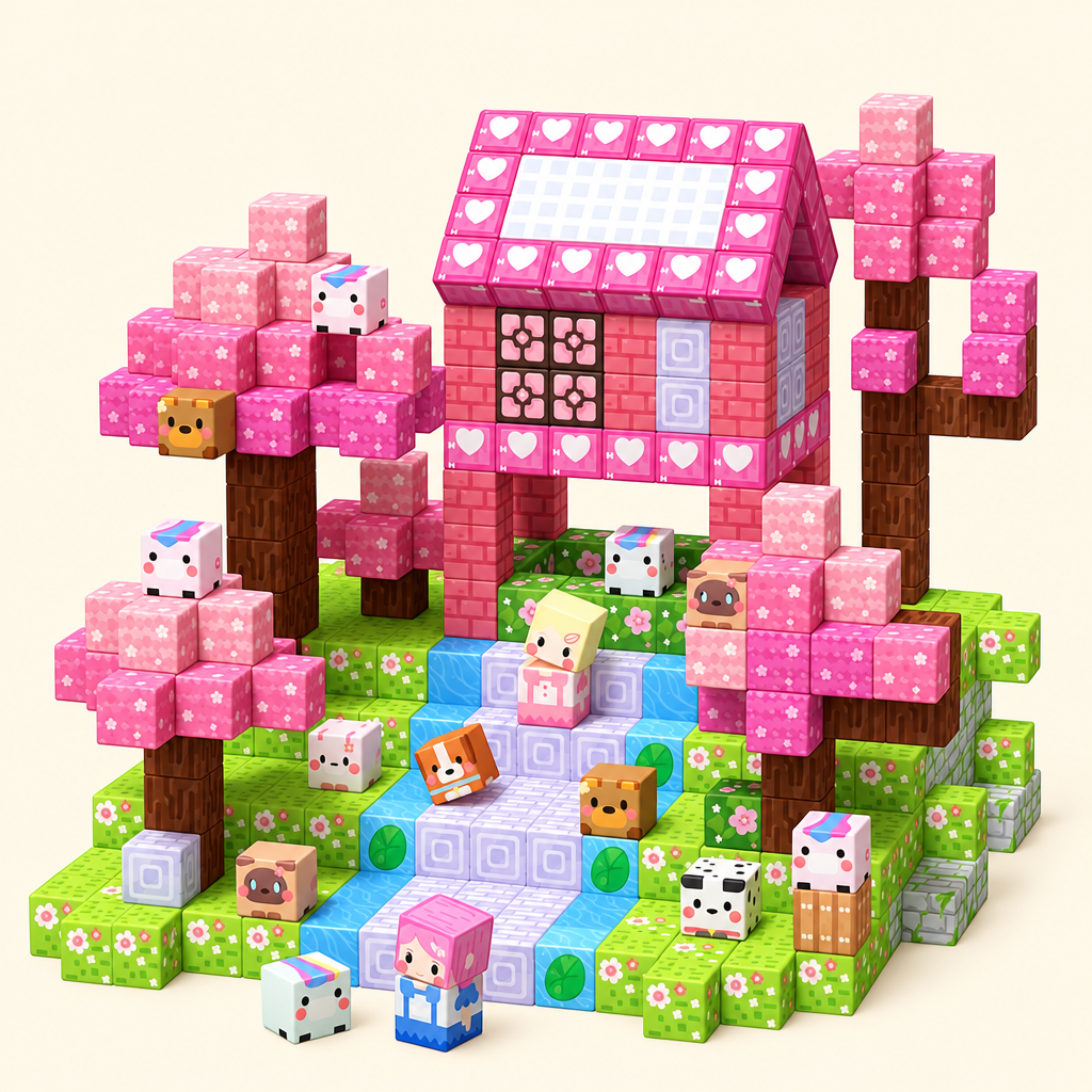 Mundo Cerezo Rosa de bloques magnéticos
